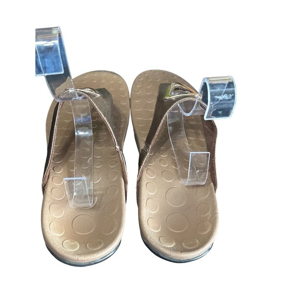 Orthaheel/Vionic Yara women's size 11 brown bronze slip on toe post sandals - Picture 3 of 6